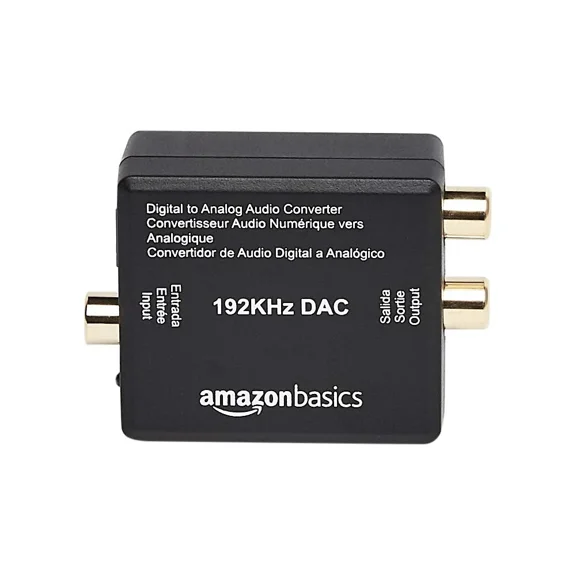192Khz Digital Optical Coax To Analog Rca Audio Converter, Abs, Black, 2X1.6X1In
