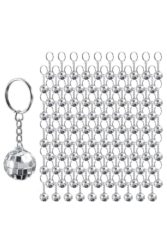 192Pcs Mini Disco Ball Keychains Disco Ball Favors Mirror 70s 80s 90s Disco Keychain Bulk Silver Disco Accessories,192 x Mini Disco Ball Keychains,Silver