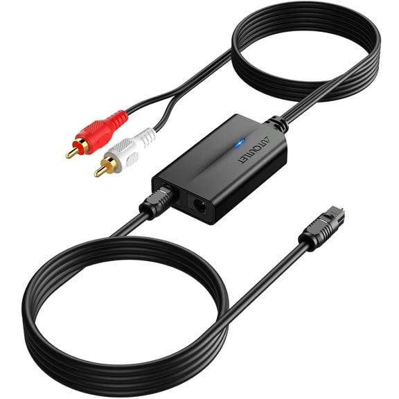 192kHz DAC Digital to Analog Audio Converter 7ft/2.1m Digital Audio Optical to RCA Male Cable for HDTV, DVD, Blu-Ray Players and Game Consoles