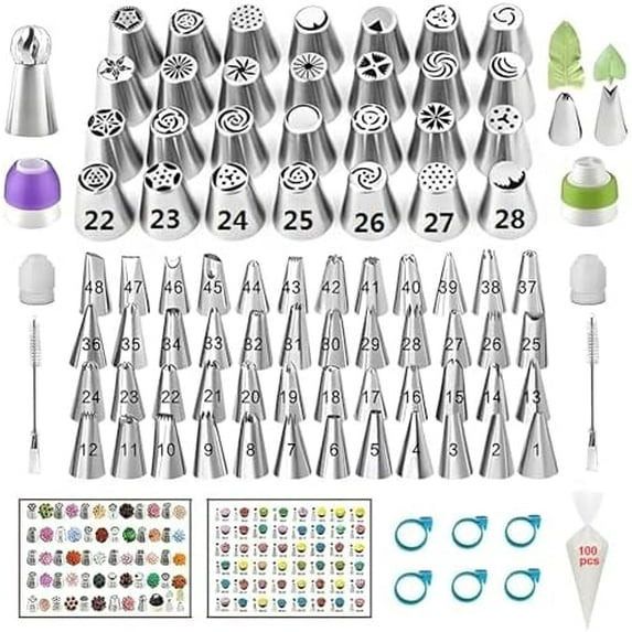 193 Pcs Russian Piping Tips Set: 28 Russian Tips, 48 Icing Tips, for Cake Decorating – Home Decor