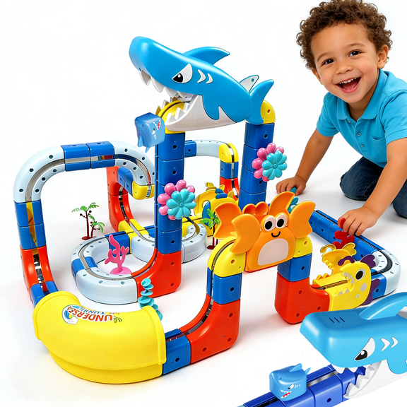 193 Pcs Track Race Car Set, Train Set Magnetic Car Educational Toy for Kids Age 3-12, Gift for Boys Girls