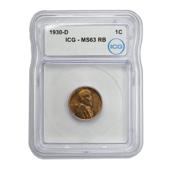 1930 BU Wheat Penny ICG MS63 RB - Graded Coin