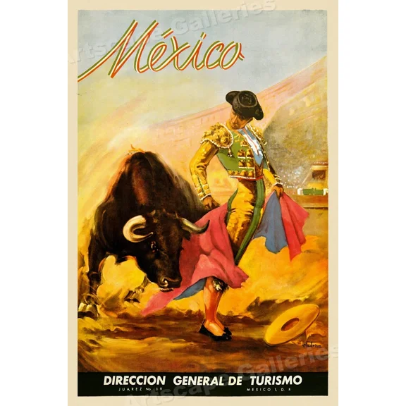 1930'S Mexican Bullfighting Matador Vintage Style Travel Poster Home Decor Office Wall Art