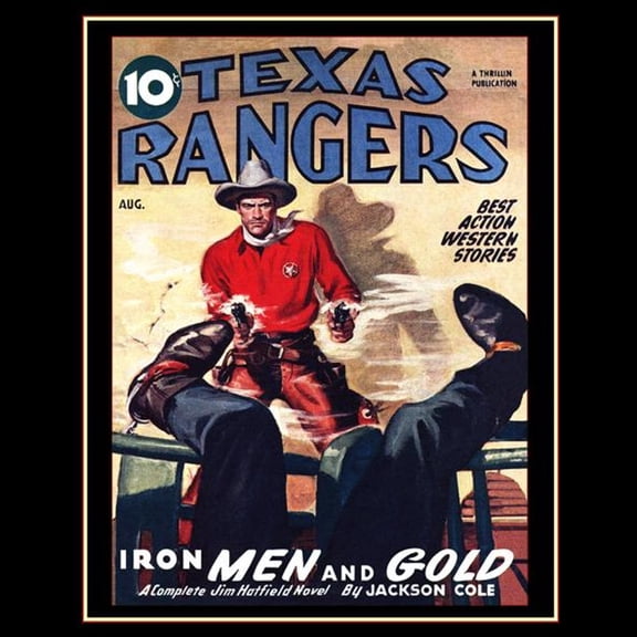 1930's "Texas Rangers" Cowboy Stories Pulp Magazine Cover Poster Art Print