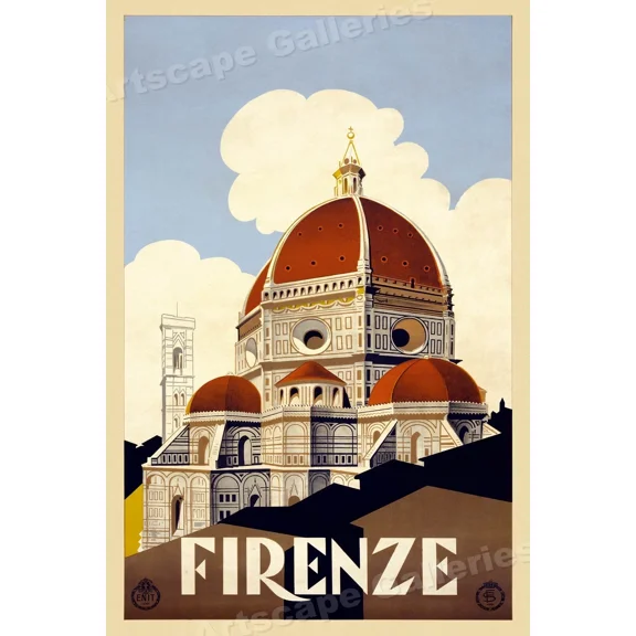 1930S Firenze Florence Italy Duomo Vintage Style Italian Travel Poster Home Decor Office Wall Art