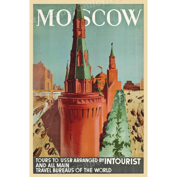 1930S Soviet Moscow Vintage Style Ussr Intourist Travel Poster Home Decor Office Wall Art