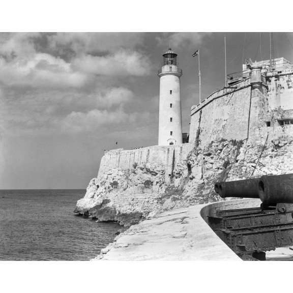 1930s-1940s Lighthouse At Morro Castle Havana Bay Havana Cuba Poster Print By Vintage Collection