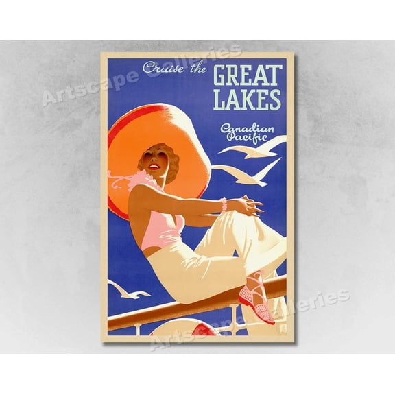 1930s Cruise the Great Lakes Vintage Style Ship Travel, Unframed Poster