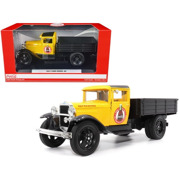 1931 Ford Model AA Pickup Truck Yellow and Black "Drink it Ice Cold for Sparkling Refreshment - Coca-Cola" 1/24 Diecast Model Car by Motor City Classics