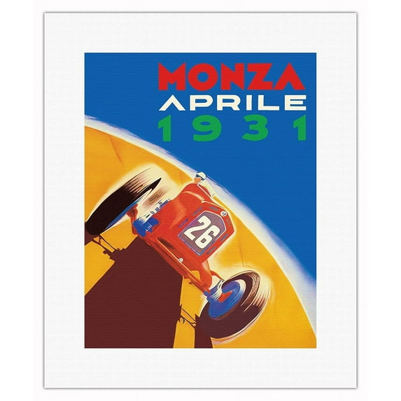 1931 Monza Grand Prix - Vintage Car Racing Poster by Philemon - Fine Art Rolled Canvas Print 11in x 14in