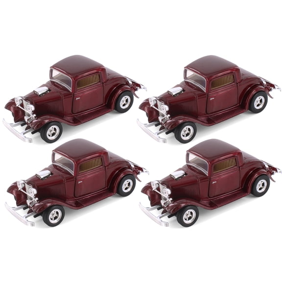 1932 Ford V8 3-Window Coupe, Red - Showcasts 77251D - 1/24 Scale Set of 4 Diecast Model Cars