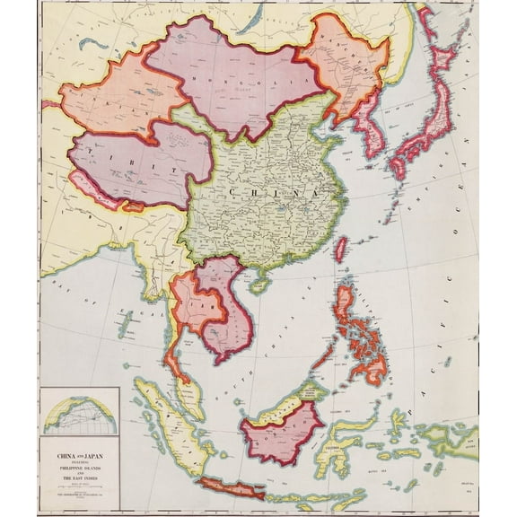 1932 Map Of East Asia History (24 x 36)