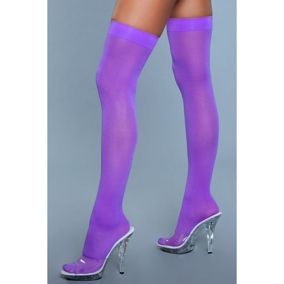 1932 Opaque Nylon Thigh Highs Purple