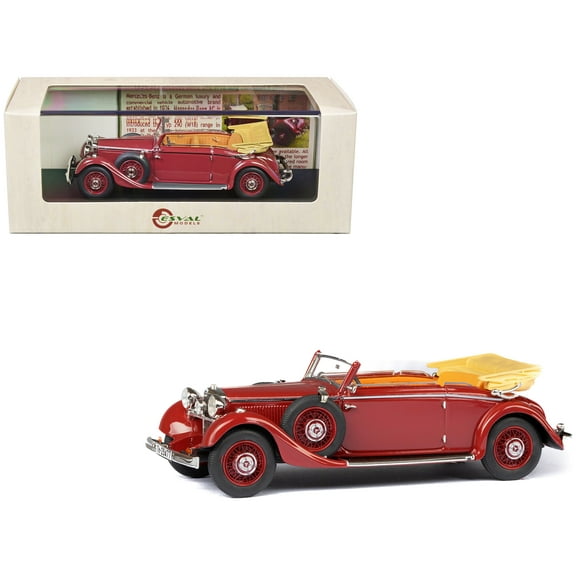 1933-37 Mercedes-Benz 290 W18 Lang Cabriolet B Maroon Limited Edition to 250 pieces Worldwide 1/43 Model Car by Esval Models