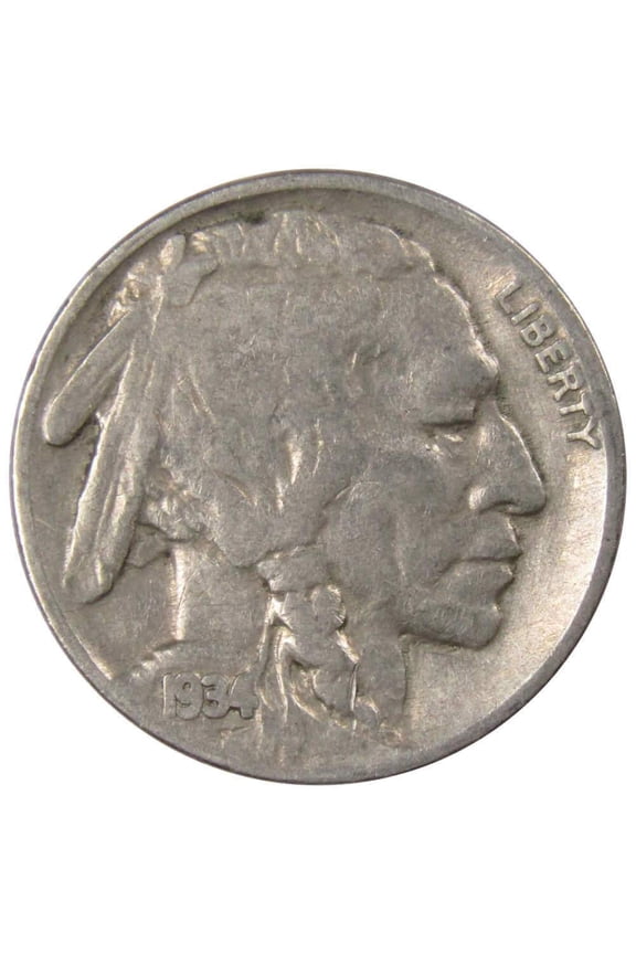 1934 Indian Head Buffalo Nickel 5 Cent Piece F Fine 5c US Coin Collectible