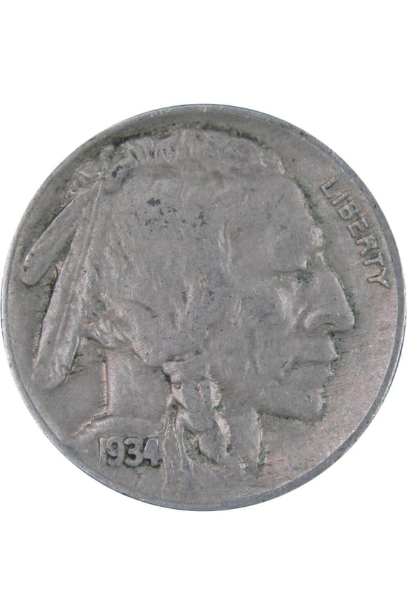 1934 Indian Head Buffalo Nickel 5 Cent Piece VF Very Fine 5c US Coin Collectible
