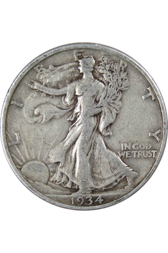 1934 Liberty Walking Half Dollar F Fine 90% Silver 50c US Coin Collectible
