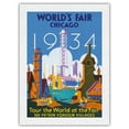 thumbnail image 1 of 1934 World's Fair Chicago - Tour the World at the Fair - Vintage Travel Poster by Weimer Pursell c.1934 - Japanese Unryu Rice Paper Art Print 24 x 32 in, 1 of 4