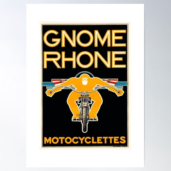 1935 France Gnome Rhone Motocyclettes Motorcycle Poster Poster Wall Art, Modern Wall Decor For Living Room Bedroom, 24x36 UNFRAMED