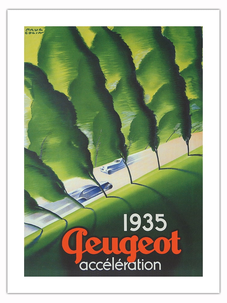 1935 Peugeot Acceleration (Accélération) - Vintage Automobile Poster by ...