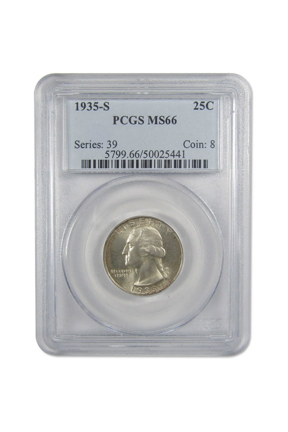 1935 S Washington Quarter MS 66 PCGS Silver Uncirculated 25c Coin