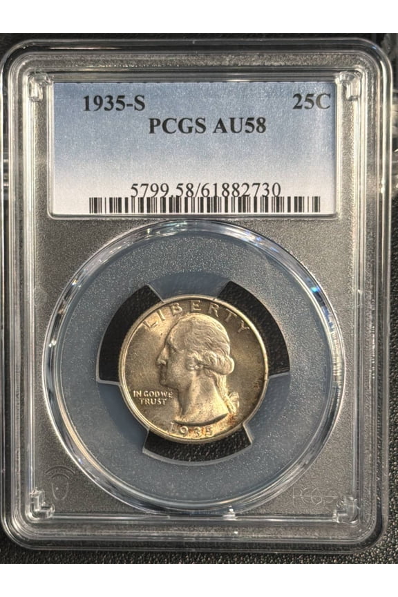 1935 S Washington Quarter PCGS AU-58