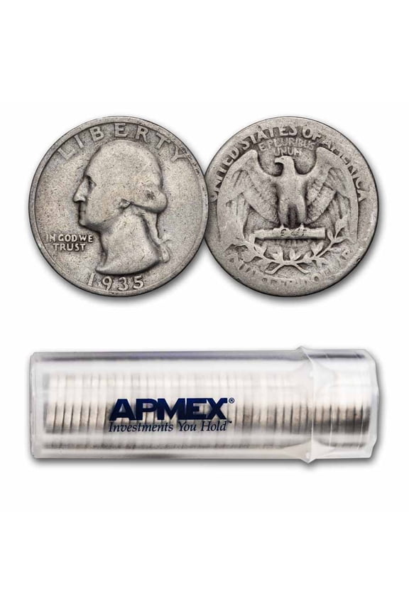 1935 Washington Quarter 40-Coin Roll Avg Circ