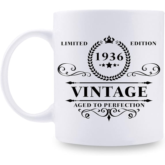 1936 Birthday Gifts for Women Men - 1936 Vintage 11 oz Coffee Mug - Great 1936 Birthday Gifts for Grandpa Grandma Dad Mom Friend Sister Brother Coworker