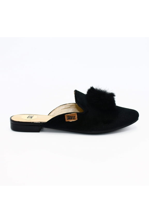 Style 372-W179 Mules with Fur Pom Pom