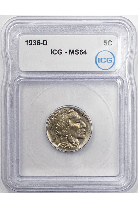 1936-D Buffalo Nickel ICG MS64 - Graded Coin
