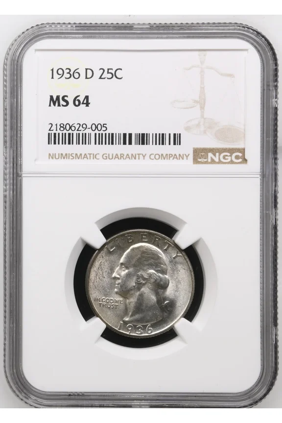 1936 D Washington Quarter NGC MS-64