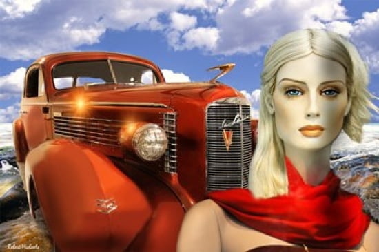 1936 Lasalle Coupe Canvas Art - Robert Michaels (19 x 13)