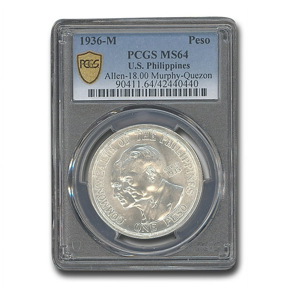 1936-M Philippines Silver Peso MS-64 PCGS
