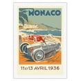 thumbnail image 1 of 1936 Monaco Grand Prix - Vintage Car Racing Poster by Géo Ham (Georges Hamel) - Fine Art Rolled Canvas Print 27in x 40in, 1 of 4