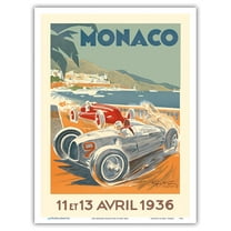 1936 Monaco Grand Prix - Vintage Car Racing Poster by Géo Ham (Georges Hamel) - Master Art Print (Unframed) 9in x 12in