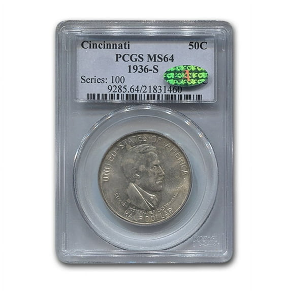 1936-S Cincinnati Half Dollar Commem MS-64 PCGS CAC