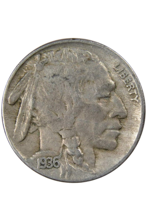 1936 S Indian Head Buffalo Nickel 5 Cent Piece VF Very Fine 5c US Coin