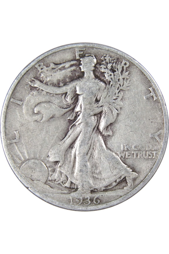 1936 S Liberty Walking Half Dollar F Fine Silver 50c Coin