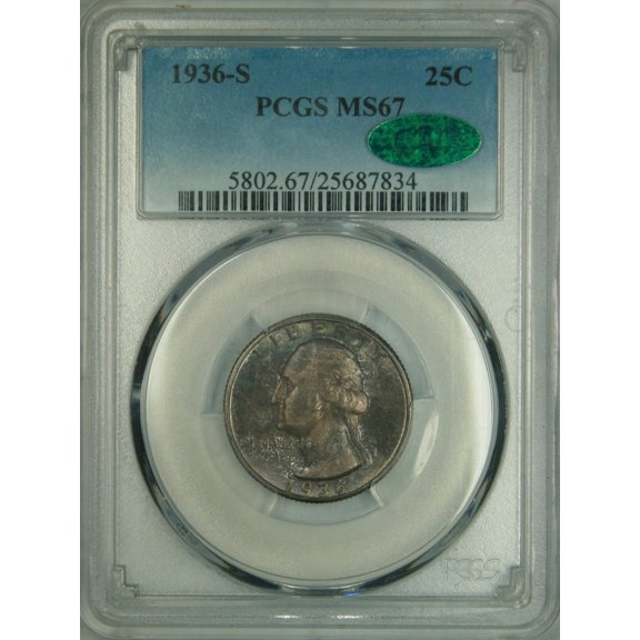 1936-S Washington Quarter MS67 PCGS CAC (PM25687834)
