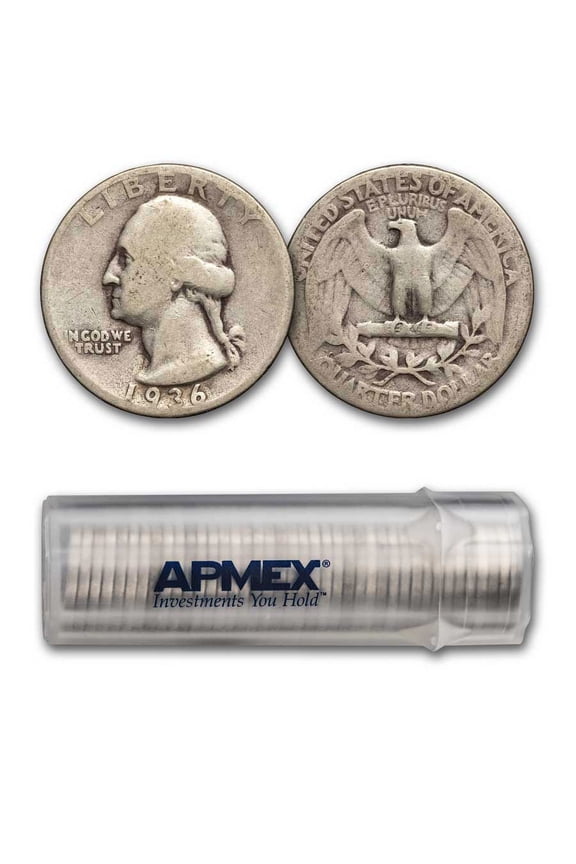 1936 Washington Quarter 40-Coin Roll Avg Circ
