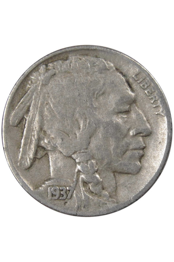 1937 D Indian Head Buffalo Nickel 5 Cent Piece F Fine 5c US Coin Collectible