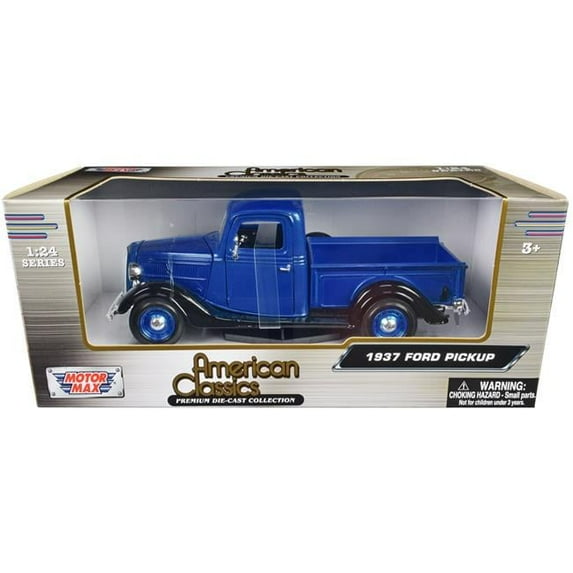 1937 Ford Pickup Truck Blue Metallic & Black American Classics 1-24 Scale Diecast Model Car