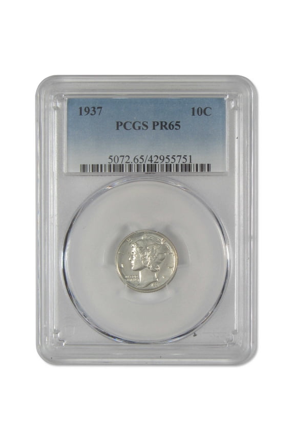 1937 Mercury Dime PR 65 PCGS Silver Proof 10c Coin