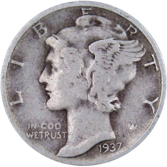 1937 Mercury Dime VF Very Fine 90% Silver 10c US Coin Collectible