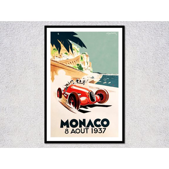 1937 Monaco Rally Poster, Unframed Paper Poster 8x10in