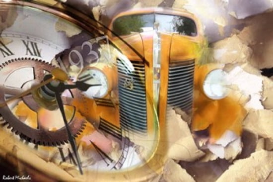 1937 Orange Buick Collage Canvas Art - Robert Michaels (19 x 13)
