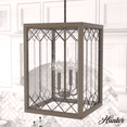 thumbnail image 1 of Hunter - Chevron 4-light Rustic Iron, Medium Size Pendant Light, Dimmable, Rectangle Shaped, for Bedrooms, Kitchens, Dining, Living Rooms - 19371, 1 of 7