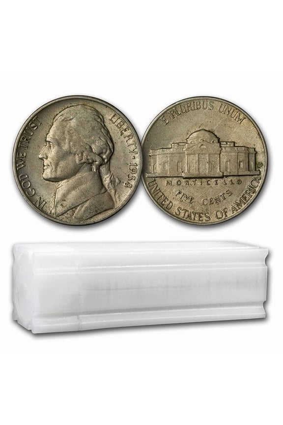 1938-D Jefferson Nickel 40-Coin Roll Avg Circ