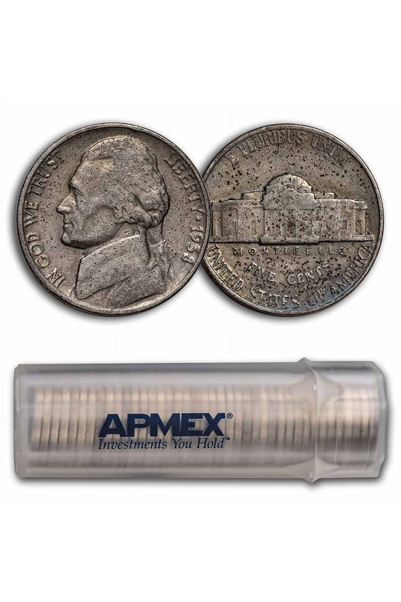 1938 Jefferson Nickel 40-Coin Roll Avg Circ