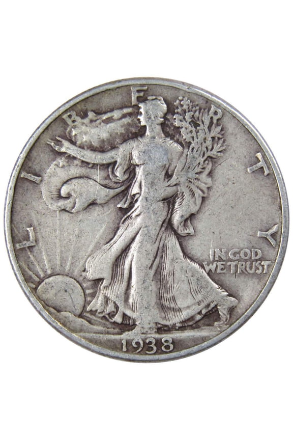 1938 Liberty Walking Half Dollar F Fine Silver 50c Coin